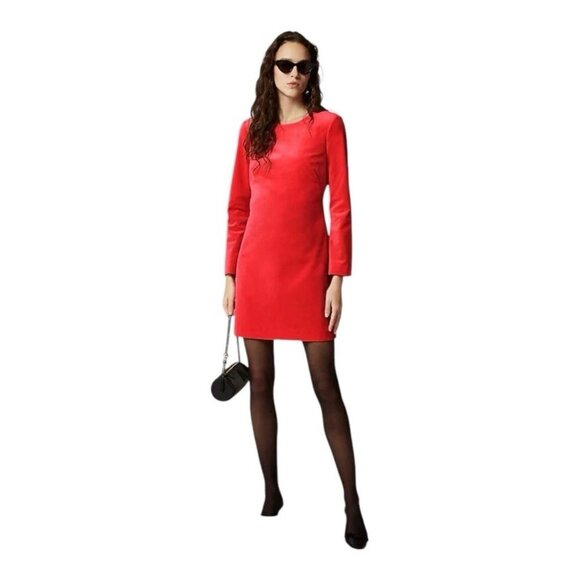J. Crew Ora Tessuti Velvet Shift Dress Red Holiday Party Festive Elevated Italy - Picture 1 of 8
